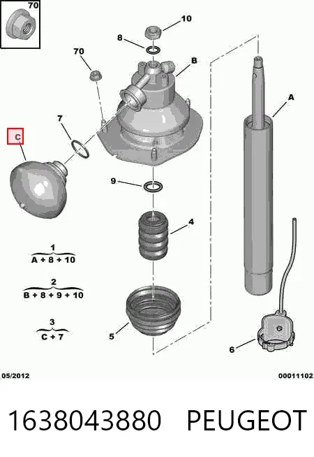 Akumulator hydrauliczny amortyzatorów przedni 1638043880 Peugeot/Citroen