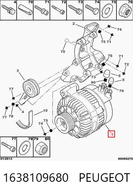 Alternator 1638109680 Peugeot/Citroen