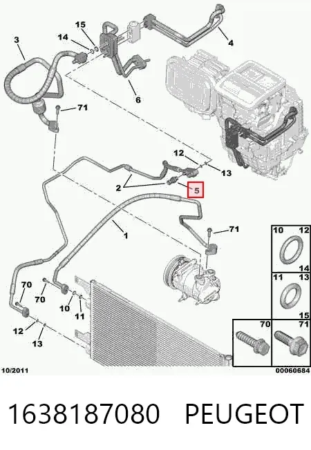 Czujnik ciśnienia bezwzględnego klimatyzacji 1638187080 Peugeot/Citroen