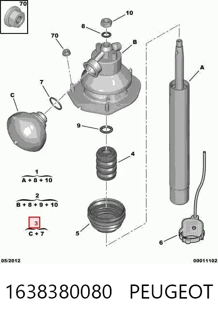 Akumulator hydrauliczny amortyzatorów przedni 1638380080 Peugeot/Citroen