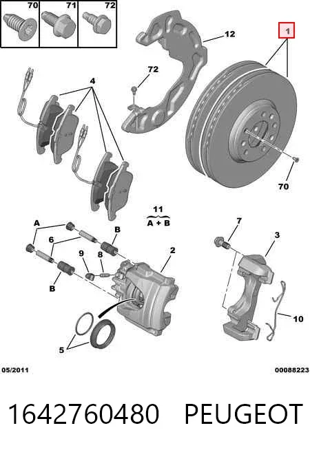 Tarcza hamulcowa przednia 1642760480 Peugeot/Citroen