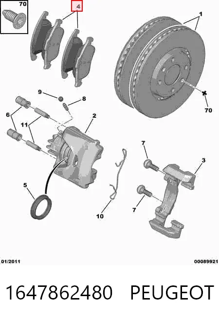 Klocki hamulcowe przednie tarczowe 1647862480 Peugeot/Citroen