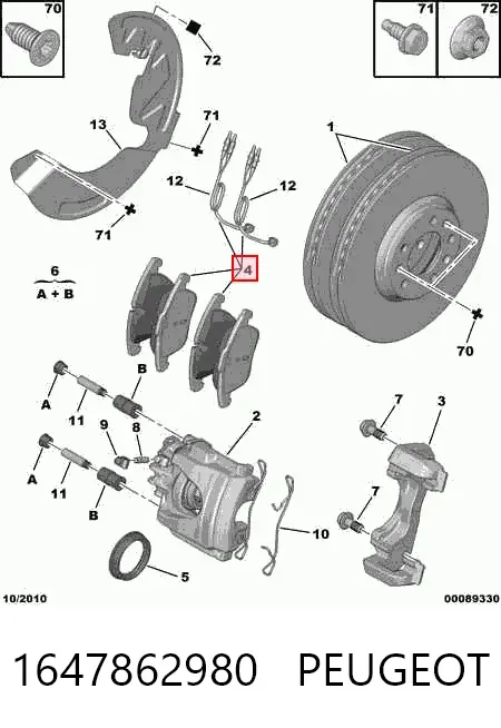 Klocki hamulcowe przednie tarczowe 1647862980 Peugeot/Citroen