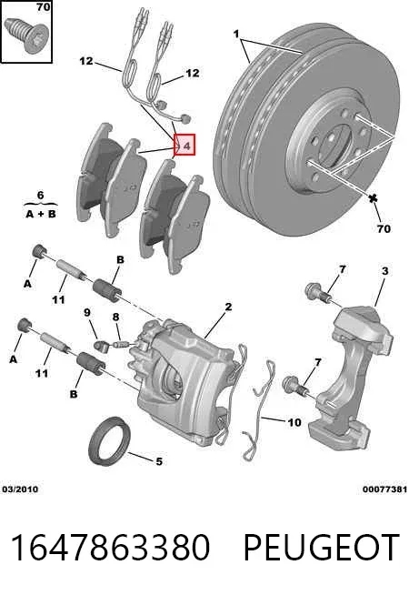 Klocki hamulcowe przednie tarczowe 1647863380 Peugeot/Citroen