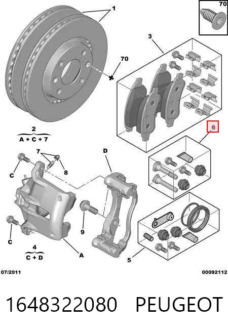 Zestaw naprawczy zacisku hamulcowego przedniego 1648322080 Peugeot/Citroen