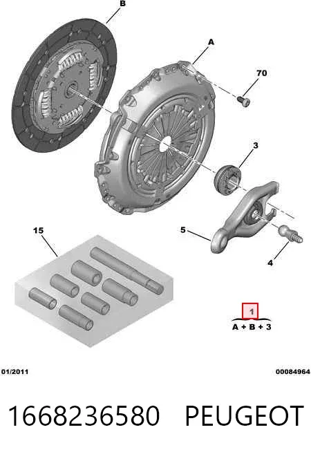 Zestaw sprzęgła (3 części) 1668236580 Peugeot/Citroen