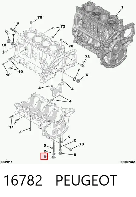 Zaślepka głowicy cylindrów/bloku cylindrów 16782 Peugeot/Citroen
