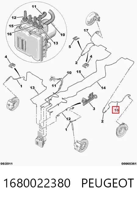 Przewód hamulcowy tylny lewy 1680022380 Peugeot/Citroen