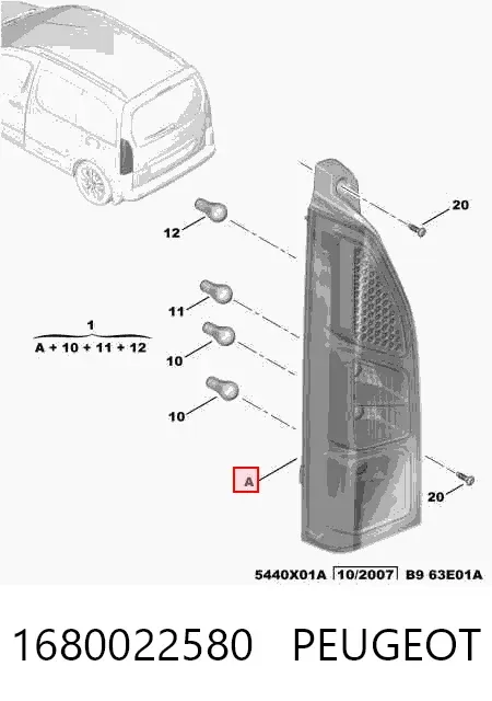 Lampa zespolona tylna prawa 1680022580 Peugeot/Citroen
