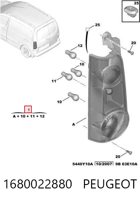 Lampa zespolona tylna prawa 1680022880 Peugeot/Citroen