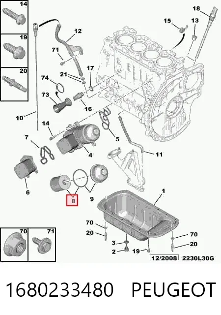 Filtr oleju 1680233480 Peugeot/Citroen