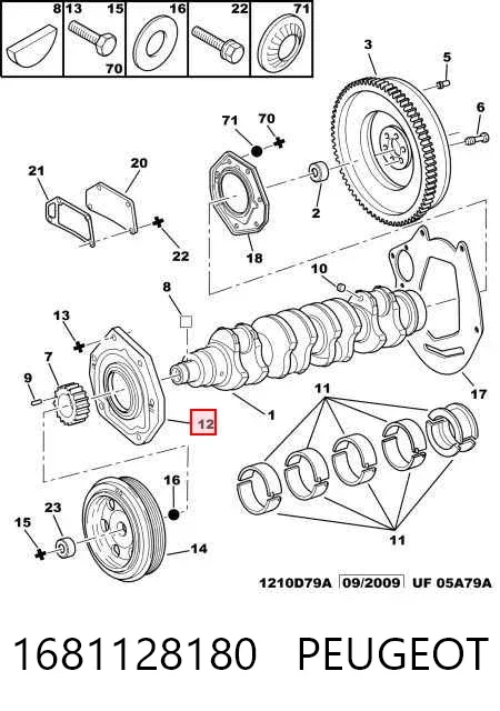 Uszczelniacz wału korbowego przedni 1681128180 Peugeot/Citroen