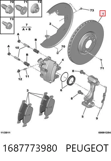 Tarcza hamulcowa przednia 1687773980 Peugeot/Citroen
