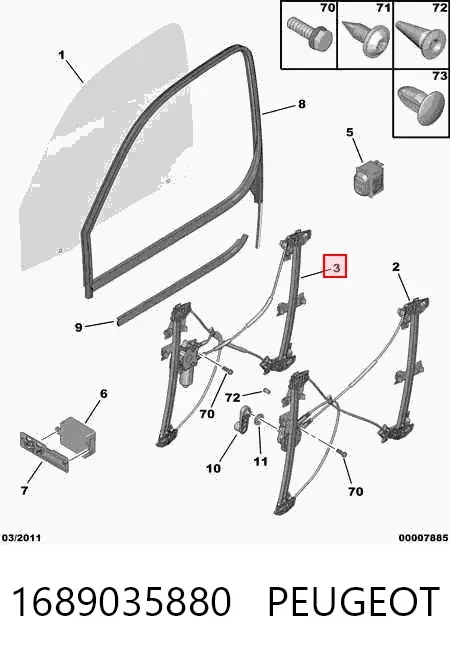 Mechanizm podnoszenia szyby drzwi przednich lewych 1689035880 Peugeot/Citroen