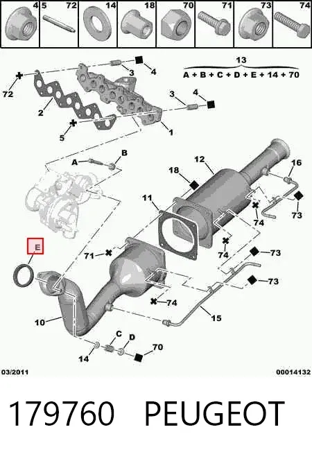 Uszczelka rury odbiornika tłumika 179760 Peugeot/Citroen