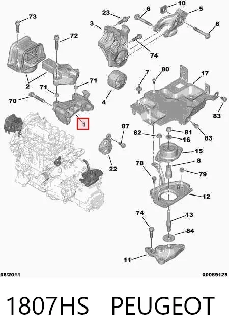 Wspornik prawej poduszki (podpory) silnika 1807HS Peugeot/Citroen