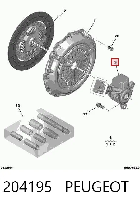 Cylinder roboczy sprzęgła (wysprzęglik) w komplecie z łożyskiem wyciskowym 204195 Peugeot/Citroen