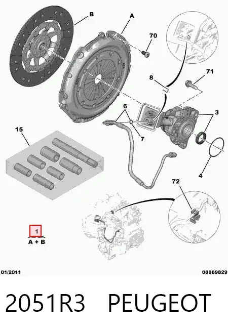 Zestaw sprzęgła (3 części) 2051R3 Peugeot/Citroen
