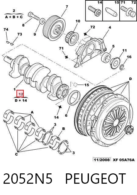 Zestaw sprzęgła (3 części) 2052N5 Peugeot/Citroen