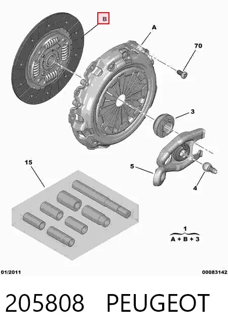Zestaw sprzęgła (3 części) 205808 Peugeot/Citroen