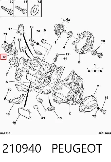 Uszczelniacz automatycznej/mechanicznej slrzyni biegów (wału wejściowego/sprzęgłowego) 210940 Peugeot/Citroen