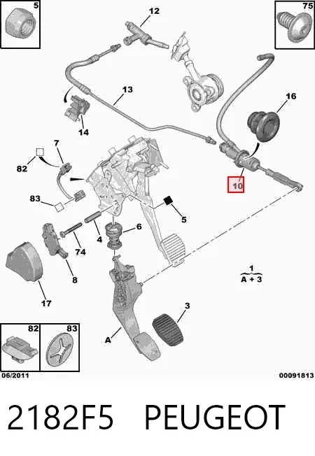 Cylinder sprzęgła główny 2182F5 Peugeot/Citroen