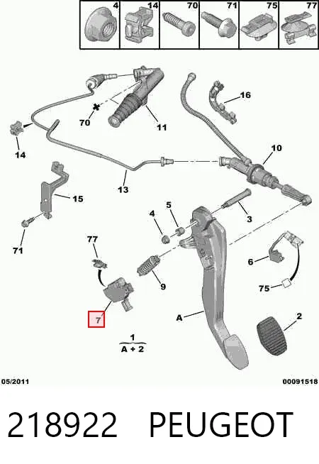 Czujnik włączania sprzęgła 218922 Peugeot/Citroen