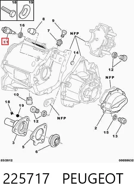 Czujnik włączania światła cofania 225717 Peugeot/Citroen