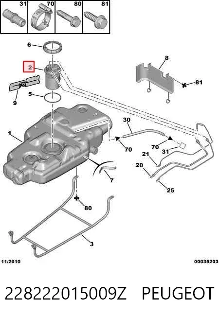Moduł pompy paliwowej z czujnikiem poziomu paliwa 228222015009Z Peugeot/Citroen