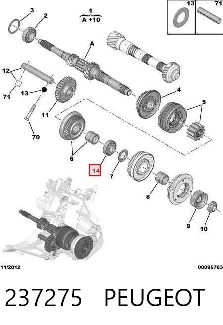 Łożysko wału sprzęgłowego skrzyni biegów 237275 Peugeot/Citroen