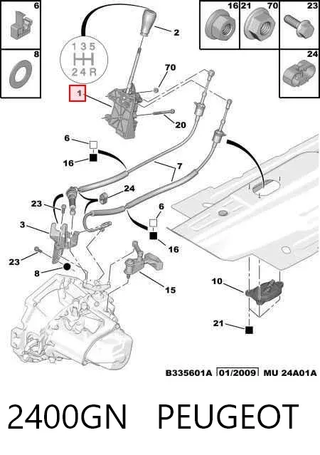 Mechanizm zmiany biegów (cięgno) 2400GN Peugeot/Citroen