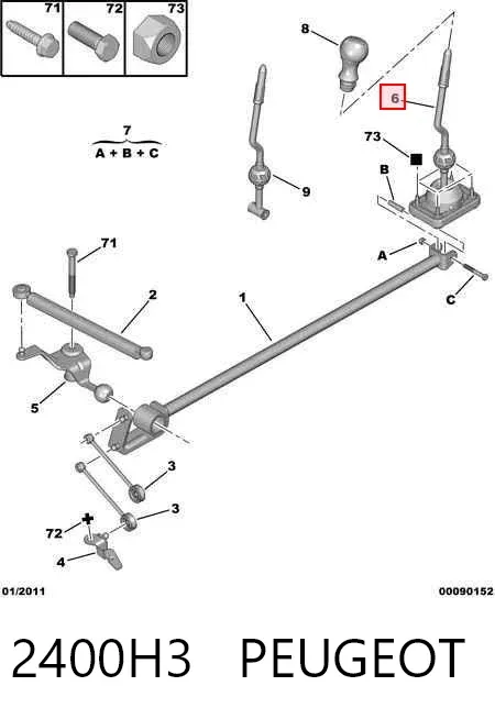 Mechanizm zmiany biegów (cięgno) Peugeot 206 2A/C