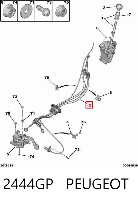 Linka dźwigni zmiany biegów podwójna 2444GP Peugeot/Citroen