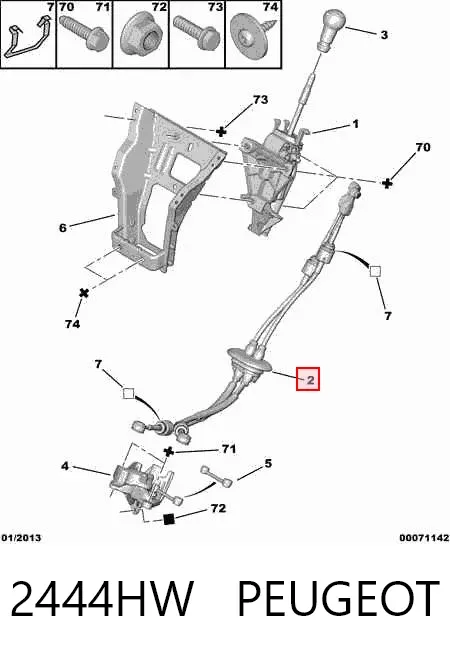 Linka dźwigni zmiany biegów podwójna 2444HW Peugeot/Citroen