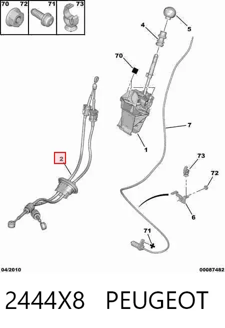 Linka dźwigni zmiany biegów podwójna 2444X8 Peugeot/Citroen