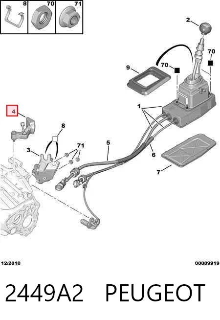 Balansownik mechanizmu zmiany biegów skrzyni biegów 2449A2 Peugeot/Citroen