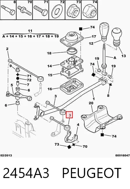 Mechanizm - cięgno zmiany biegów 2454A3 Peugeot/Citroen