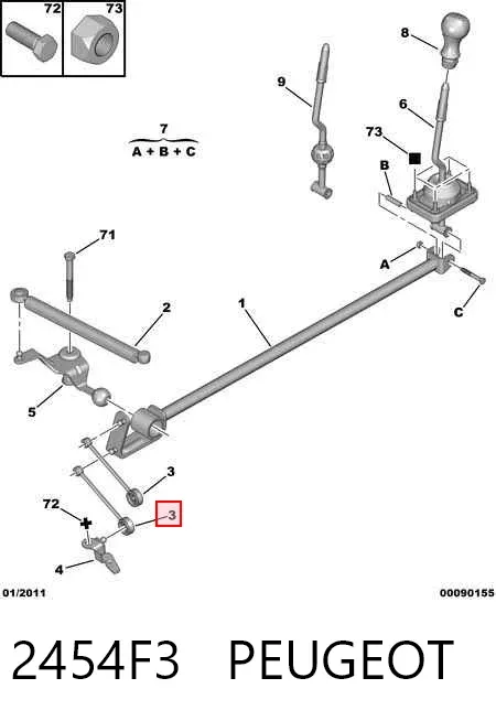 Mechanizm - cięgno zmiany biegów 2454F3 Peugeot/Citroen
