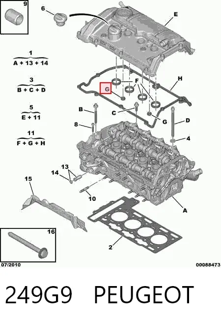 Uszczelka pokrywy zaworowej silnika 249G9 Peugeot/Citroen