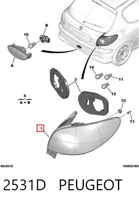 Lampa zespolona tylna prawa 2531D Peugeot/Citroen