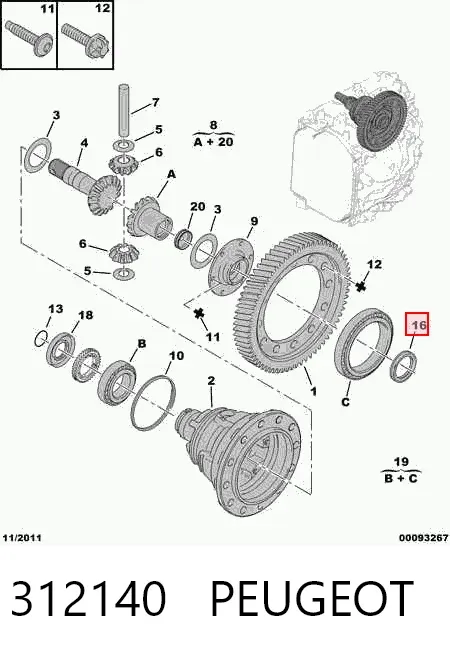 Uszczelniacz półosi lewej mostu przedniego 312140 Peugeot/Citroen