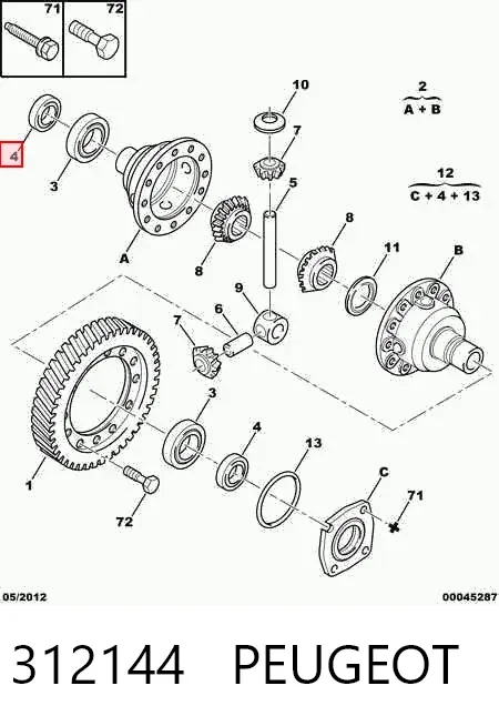 Uszczelniacz półosi lewej mostu przedniego 312144 Peugeot/Citroen