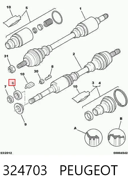 Łożysko podwieszane wału Cardana 324703 Peugeot/Citroen