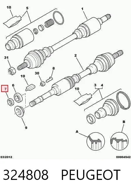 Uszczelniacz półosi mostu przedniego 324808 Peugeot/Citroen