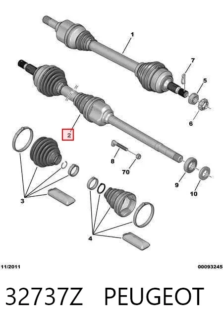 Półoś napędowa przednia prawa 32737Z Peugeot/Citroen