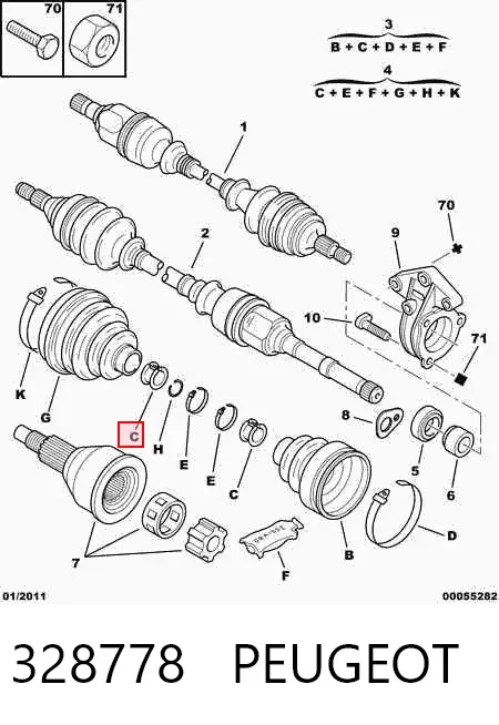 Osłona przegubu homokinetycznego półosi przedniej wewnętrzna 328778 Peugeot/Citroen