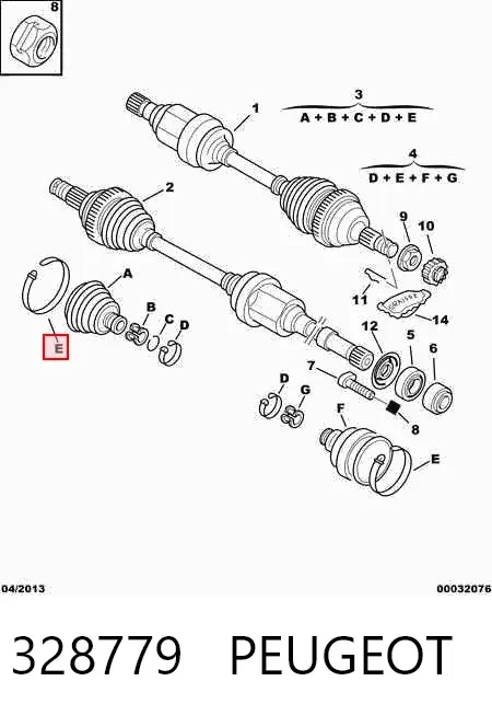 Osłona przegubu homokinetycznego półosi przedniej wewnętrzna 328779 Peugeot/Citroen