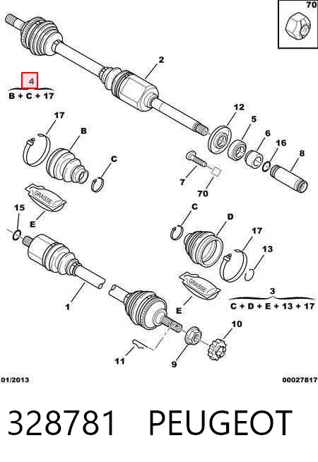 Osłona przegubu homokinetycznego półosi przedniej wewnętrzna 328781 Peugeot/Citroen