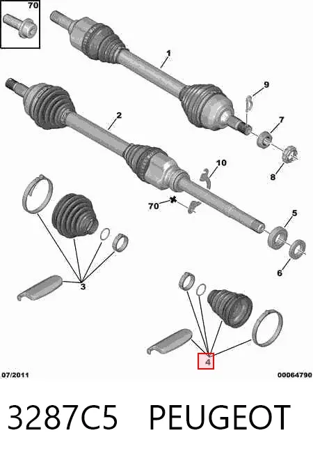 Osłona przegubu homokinetycznego półosi przedniej wewnętrzna 3287C5 Peugeot/Citroen
