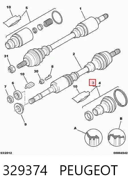 Osłona przegubu homokinetycznego półosi przedniej zewnętrzna 329374 Peugeot/Citroen
